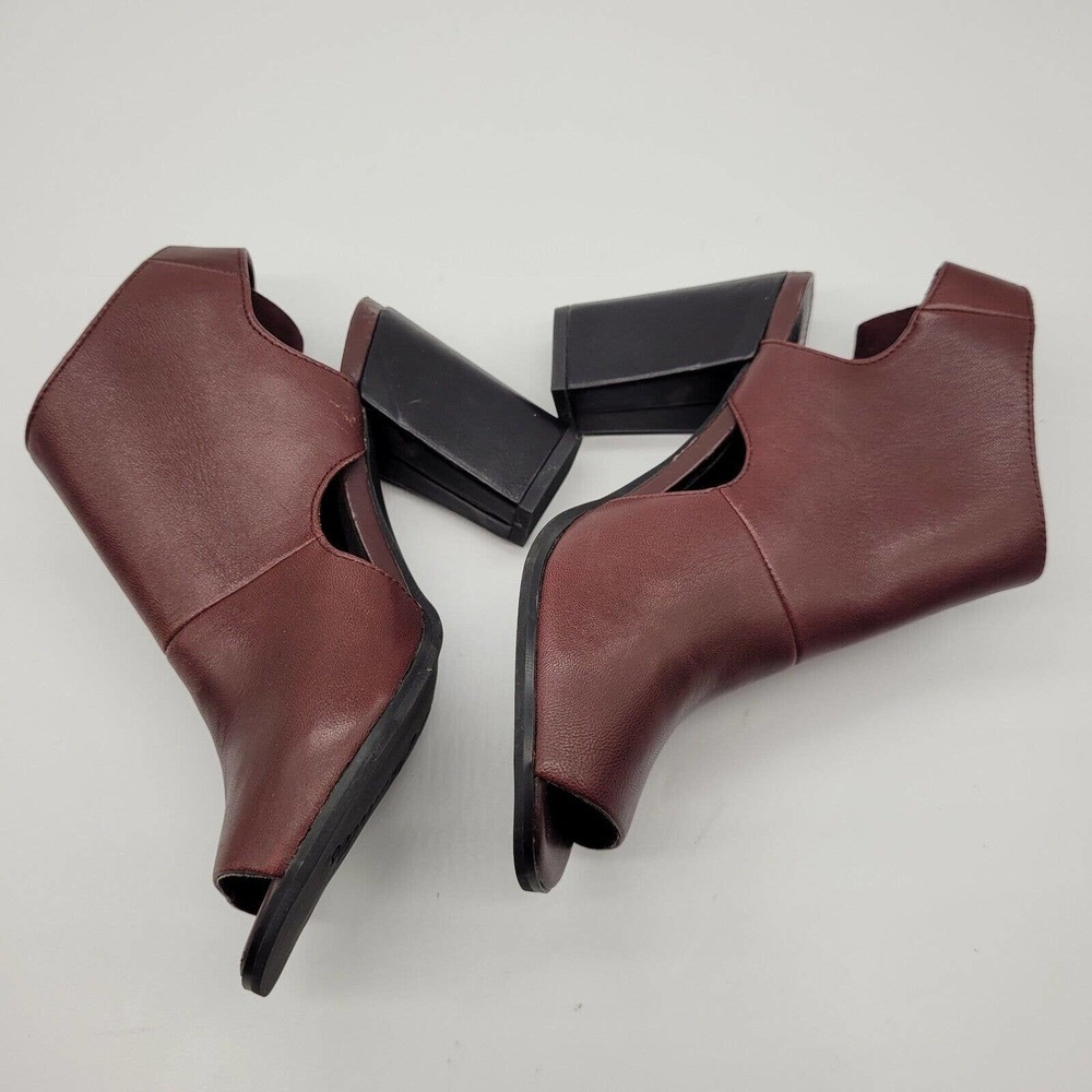Seychelles womens battery oxblood Open Toe Heeled Ankle Boots sz 6 leather red - Picture 5 of 10